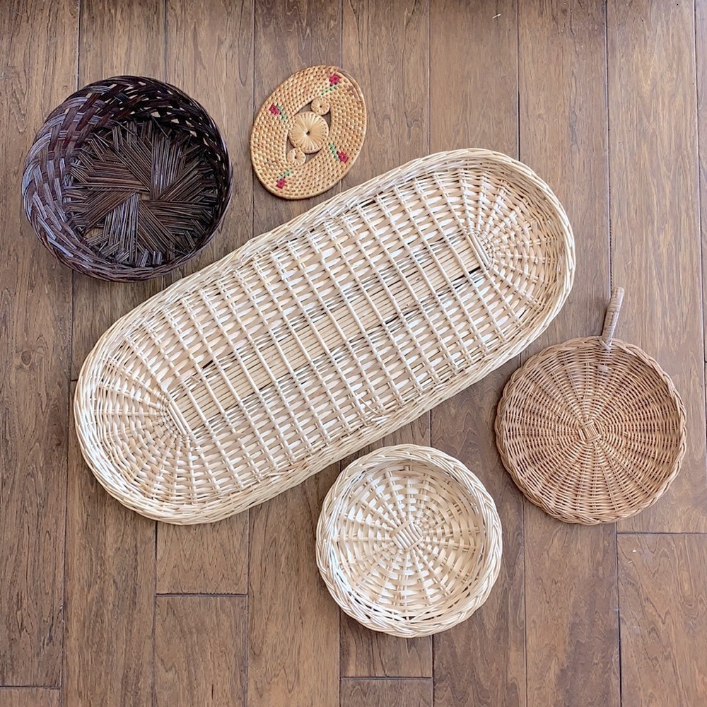 Set of 5 boho wall baskets wall decor